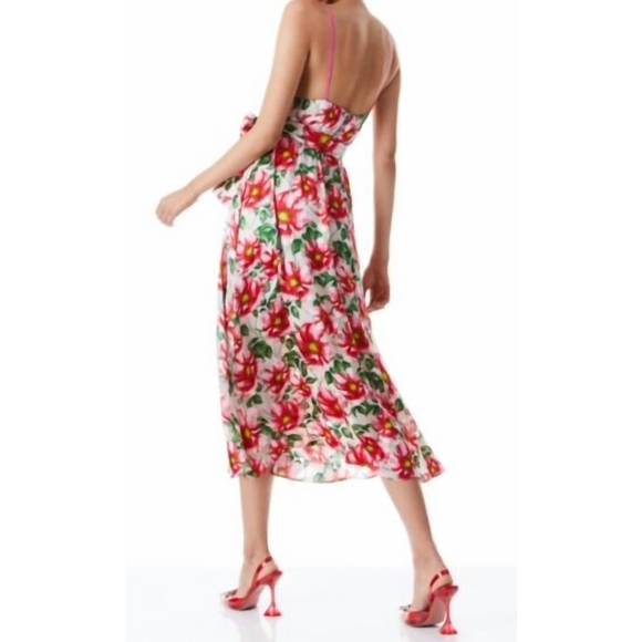 NEW ALICE + OLIVIA samantha cowl midi dress in high tea floral - Picture 2 of 4
